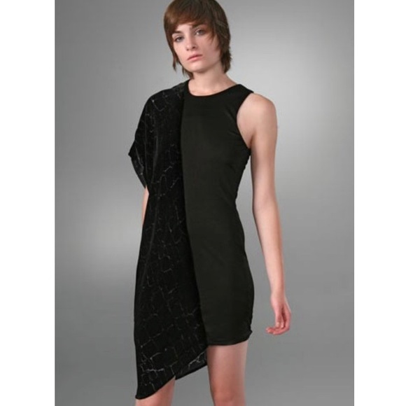 Alexander Wang Black Velvet Asymmetric Dress - Picture 2 of 8